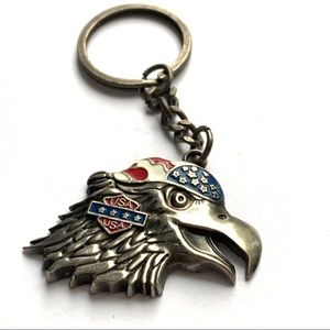Vintage U.S.A. Bald Biker Eagle Bandanna Keychain